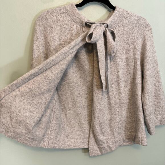 Lucy & Laurel Sweater Cardigan M Knitted Tie Collar Angora Wool 3/4 Sleeve Gray - Picture 5 of 8